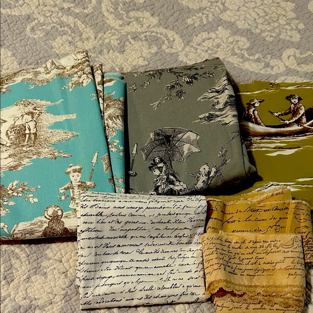 Assorted Toile and Script Fabric Bundle